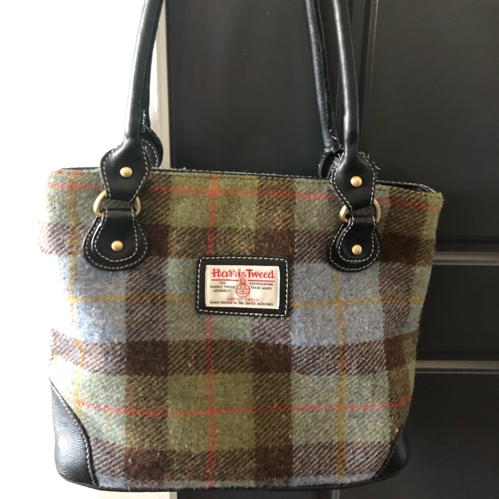 Harris Tweed Wool & Leather Tote Bag